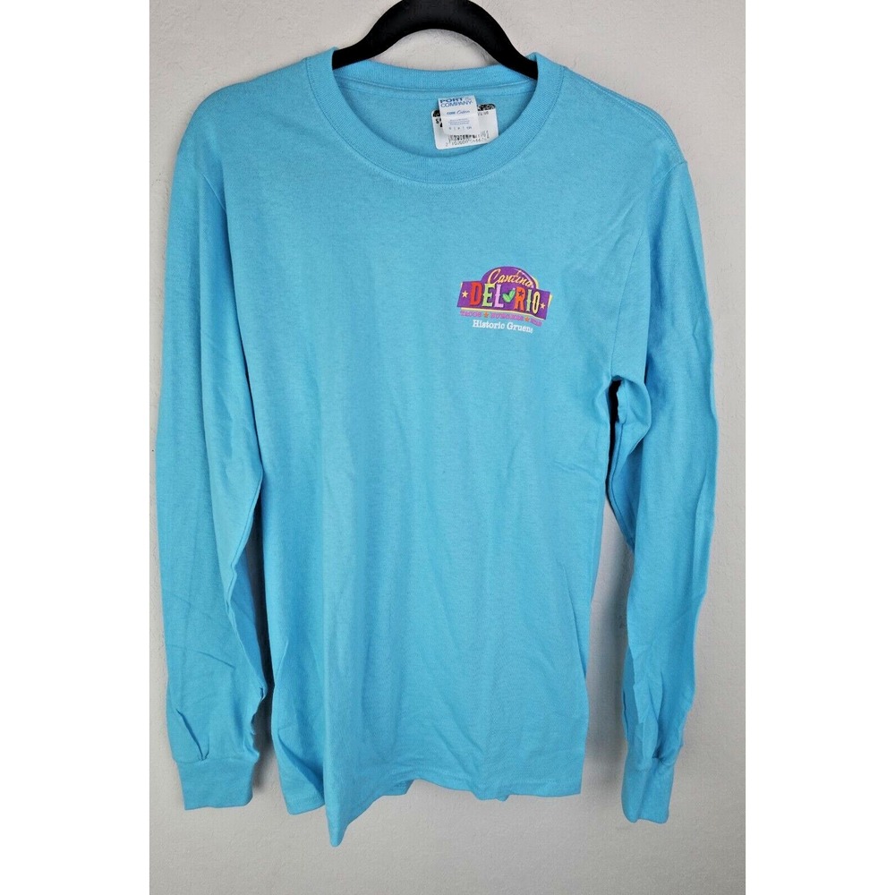Cantino Del Rio Gruene Texas Unisex T Shirt‎ Small Blue Long Sleeve Crew Neck
